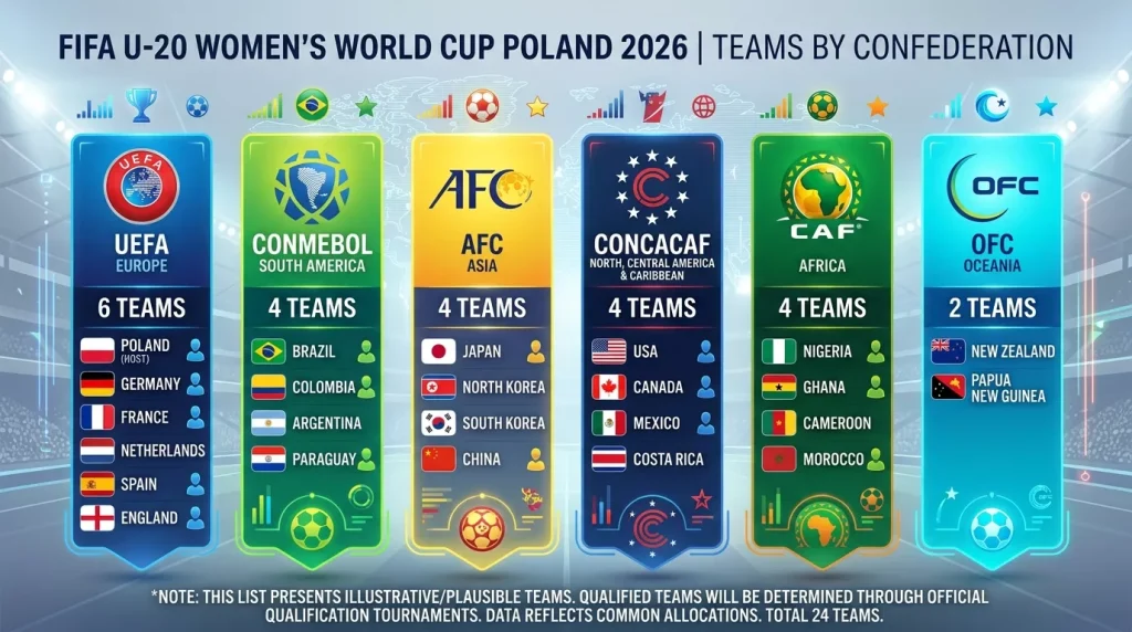 FIFA U-20 Women's World Cup 2026 Teams by Confederation